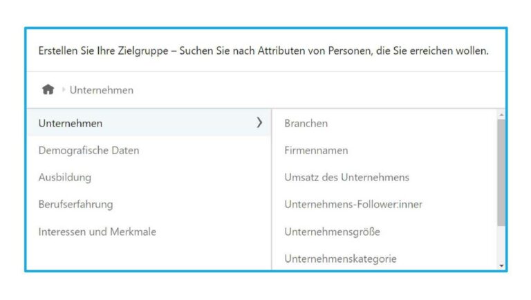 liste der linkedin ads zielgruppen screenshot