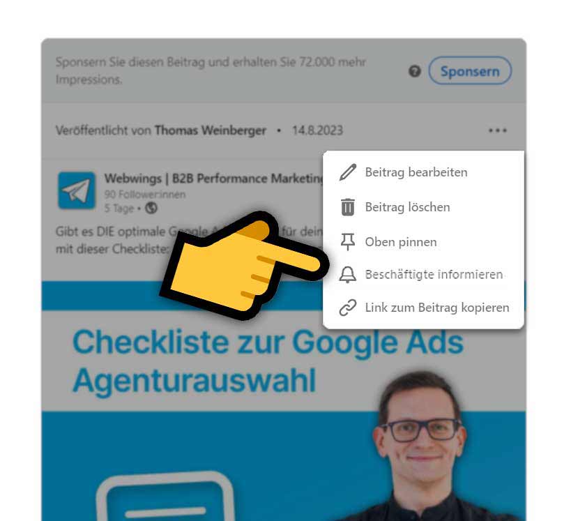 company page beschaeftigte informieren