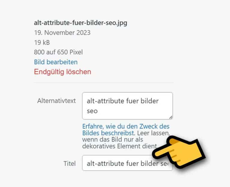 alt-texte in wordpress einpflegen