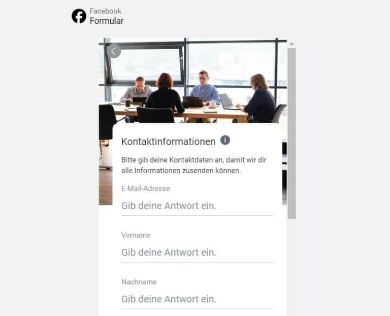 facebook ads lead formular